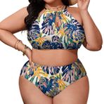 AILLOSA YH-644 Geniş Askılı Orta Bel Büyük Beden Kadın Bikini Seti