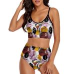 AILLOSA YH-649 Geniş Omuz Askılı Üçgen Bikini Üstü Alçak Bel İki Parça Kadın Bikini Seti