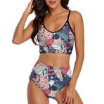 AILLOSA YH-659 Geniş Omuz Askılı Üçgen Bikini Üstü Alçak Bel İki Parça Kadın Bikini Seti
