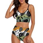 AILLOSA YH-669 Geniş Omuz Askılı Üçgen Bikini Üstü Alçak Bel İki Parça Kadın Bikini Seti