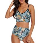 AILLOSA YH-671 Geniş Omuz Askılı Üçgen Bikini Üstü Alçak Bel İki Parça Kadın Bikini Seti