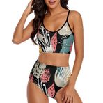 AILLOSA YH-683 Geniş Omuz Askılı Üçgen Bikini Üstü Alçak Bel İki Parça Kadın Bikini Seti