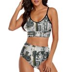 AILLOSA YH-684 Geniş Omuz Askılı Üçgen Bikini Üstü Alçak Bel İki Parça Kadın Bikini Seti