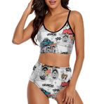 AILLOSA YH-685 Geniş Omuz Askılı Üçgen Bikini Üstü Alçak Bel İki Parça Kadın Bikini Seti