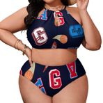 AILLOSA YH-693 Büyük Beden Geniş Askılı Orta Bel Büyük Beden Kadın Bikini Seti