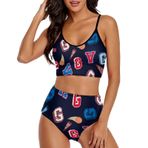 AILLOSA YH-693 Geniş Omuz Askılı Üçgen Bikini Üstü Alçak Bel İki Parça Kadın Bikini Seti