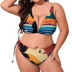 AILLOSA YH-696 Dolgulu İki Parça Büyük Beden Kadın Bikini Seti