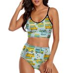 AILLOSA YH-698 Geniş Omuz Askılı Üçgen Bikini Üstü Alçak Bel İki Parça Kadın Bikini Seti