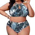 AILLOSA YH-88 Büyük Beden Geniş Askılı Orta Bel Büyük Beden Kadın Bikini Seti