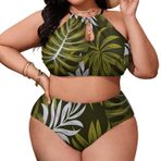 AILLOSA YH-92 Büyük Beden Geniş Askılı Orta Bel Büyük Beden Kadın Bikini Seti