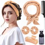 Ailsa Heatless Kadife Saç Kıvırcıkları Gece Boyunca Uyumak İçin Uzun Saçlar İçin Isı Kıvırma Çubuğu Saç Bandı, Şişe, Saç Tokası, Scrunchie, Sıçan Kuyruğu Tarağı, 6 Parça Set (Haki)