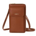 AIMATU Kadınlar için küçük Crossbody çanta, RFID Engelleme Kredi Kartı Yuvaları Ayarlanabilir Kayış ile cep telefonu crossbody çanta Cüzdan, Kahverengi