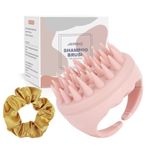 AIMIKE Saç derisi masaj fırçası, buğday samanı silikon kafa derisi masaj aleti, peeling ve saç uzamasını uyarmak için biberiye yağı ile kullanım, kepekleri azaltır, ıslak ve kuru saçlar için şampuan