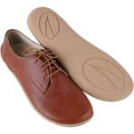 Aintap Bayan Kahverengi Oxford Stil Barefoot Ayakkabı, Taraklı Ayakkabı, 100% El Yapımı ve Napa Deri