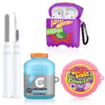 AIOPTO Airpod 2/1 için Sevimli Airpod Kılıfı Temizleyici kitli, 3D Kawaii Silikon Karikatür Gıda Komik Koruyucu Kapak Aksesuarları Airpod 1&2 Gen Kızlar Erkekler için Şarj Kılıfı [3 Paket]