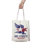 Air Force Askeri Iki Tarafı Kalıcı Baskılı Yıkanabilir Bez Çanta Omuz Çantası
