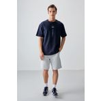 Air Jones 88355 Lacivert Pamuk Kalın Yumuşak Dokulu Oversize Fit Baskılı Erkek T-Shirt