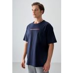 Air Jones 88358 Lacivert Kalın Yumuşak Dokulu Oversize Fit Baskılı Erkek T-Shirt