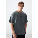 Air Jones 88359 Haki Kalın Yumuşak Dokulu Oversize Fit Baskılı Erkek T-Shirt