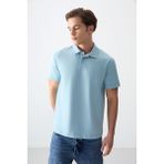 AIR JONES Açık Mavi Pamuklu Kalın Yumuşak Dokulu Polo Yaka Oversize Fit Basic Erkek T- Shirt - 88381