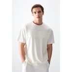 AIR JONES Ekru Pamuklu Kalın Yumuşak Dokulu Oversize Fit Basic Erkek T- Shirt - 88378