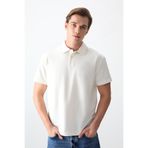 AIR JONES Ekru Pamuklu Kalın Yumuşak Dokulu Polo Yaka Oversize Fit Basic Erkek T- Shirt - 88381
