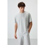 Air Jones Erkek Taş Rengi Pamuklu Oversize Fit Baskılı T-Shirt, S