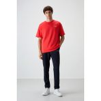 Air Jones Fiesta - Lacivert Pamuklu Kalın Yumuşak Dokulu Oversize Fit Nakışlı Erkek Eşofman Takım - 85252 - 2XL