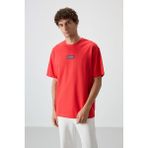 Air Jones Fiesta Pamuklu Kalın Yüzeyi Dokulu Oversize Fit Baskılı Erkek T-Shirt - 88367 - XL - 105 - Kırmızı