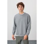 AIR JONES Gri Melanj Pamuk Yumuşak Dokulu Standart Fit Basic Erkek Sweatshirt - 88363