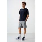 Air Jones Gri Melanj Pamuklu Kalın Yumuşak Dokulu Comfort Fit Basic Erkek Şort - 81274 - 2XL