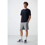 AIR JONES Gri Melanj Pamuklu Kalın Yumuşak Dokulu Comfort Fit Basic Erkek Şort - 81274