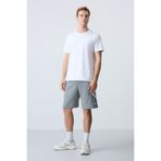 AIR JONES Gri Melanj Pamuklu Kalın Yumuşak Dokulu Standart Fit Basic Erkek Şort - 81281