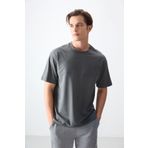 AIR JONES Haki Pamuklu Kalın Yumuşak Dokulu Oversize Fit Basic Erkek T- Shirt - 88378
