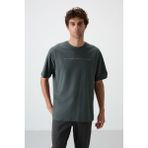 AIR JONES Haki Pamuklu Kalın Yüzeyi Dokulu Oversize Fit Baskılı Erkek T-Shirt - 88371