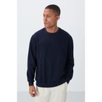 AIR JONES İndigo Pamuk Yumuşak Dokulu Standart Fit Basic Erkek Sweatshirt - 88363