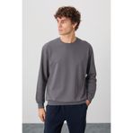 AIR JONES Koyu Gri Pamuk Yumuşak Dokulu Standart Fit Basic Erkek Sweatshirt - 88363
