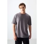 Air Jones Koyu Gri Pamuklu Kalın Yumuşak Dokulu Oversize Fit Basic Erkek T-Shirt - 88378 - XL