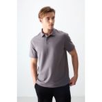 AIR JONES Koyu Gri Pamuklu Kalın Yumuşak Dokulu Polo Yaka Oversize Fit Basic Erkek T- Shirt - 88381