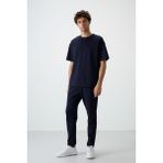 AIR JONES Lacivert Pamuklu Kalın Yumuşak Dokulu Oversize Fit Basic Erkek Eşofman Takım - 85251