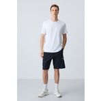 AIR JONES Lacivert Pamuklu Kalın Yumuşak Dokulu Standart Fit Basic Erkek Şort - 81281