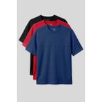Air Jones Oversize Fit Basic 3lü Paket Siyah-Kırmızı-Parlament Erkek T-Shirt - 88380 - Siyah - Lacivert - Kırmızı