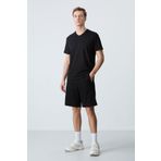 AIR JONES Siyah Pamuklu Kalın Yumuşak Dokulu Standart Fit Basic Erkek Şort - 81276