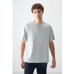 AIR JONES Taş %100 Pamuk Kalın Yumuşak Dokulu Oversize Fit Basic Erkek T-Shirt - 88353