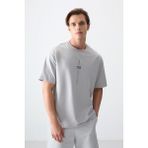 Air Jones Taş Pamuklu Kalın Yumuşak Dokulu Oversize Fit Baskılı Erkek T-Shirt - 88373 - 2XL
