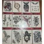 Airbrush Tattoo 12 Adet Büyük Boy Yapıştırma Geçici Dövme Seti Seri5 - Renkli