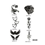 Airbrush Tattoo Akrep Elmas 6 Adet Geçici Dövme Şablonu Spreysiz Sadece Stencil
