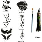 Airbrush Tattoo Akrep Elmas Geçici Dövme Yapma Seti Siyah Kına ve Fırça Hediyeli
