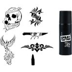 Airbrush Tattoo Anka Kurukafa Spray Tattoo Ile Geçici Dövme Yapma Seti