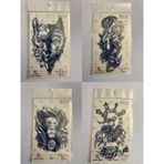 Airbrush Tattoo Aslan Kurt 3 Hafta Kalıcı 4 Adet Birden Yapıştırma Geçici Dövme Yarı Kalıcı Dövmeler - Desenli